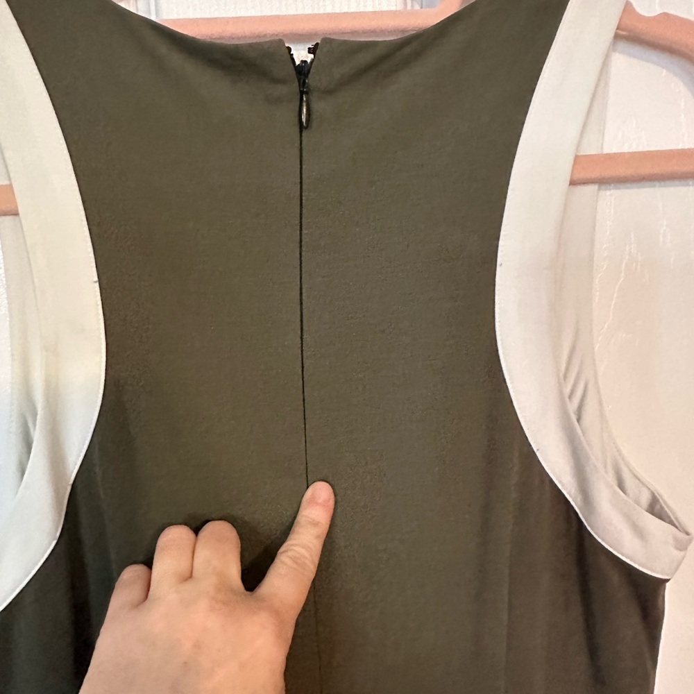 Bar III Sleeveless Olive Green Contrast-Trim Dress - Picture 6 of 7